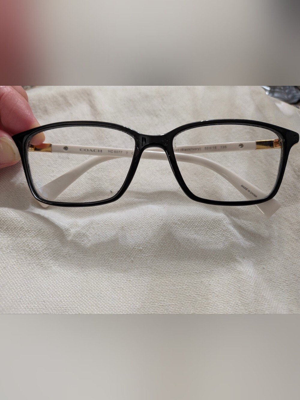 COACH Women’s Black and Ivory Rectangular Eyeglass Frames